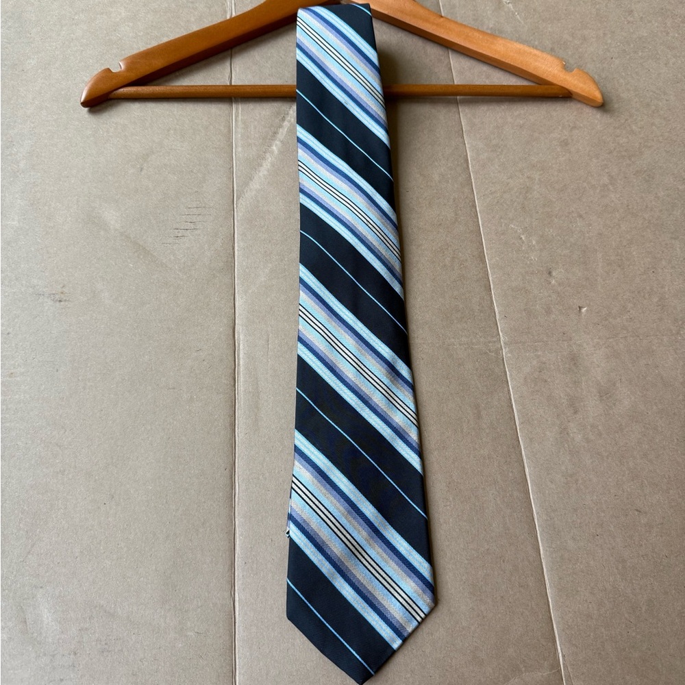 Robert Talbott Black and Blue Striped Tie
